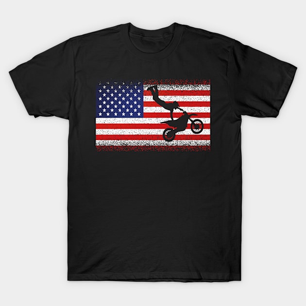 American Flag Motocross Dirtbike Motorcycle Fans T-Shirt by funkyteesfunny